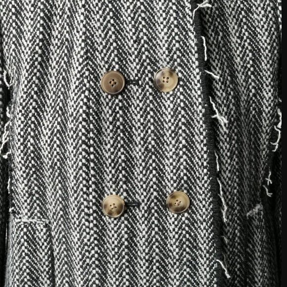 Tory Burch Sammy Herringbone Tweed Raw Edge Double Breasted Wool Blend Jacket 6 - Picture 5 of 15
